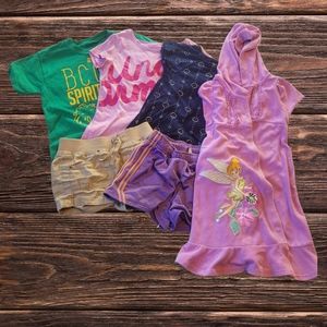 3 shirts, 2 shorts and a robe girl's size 7
